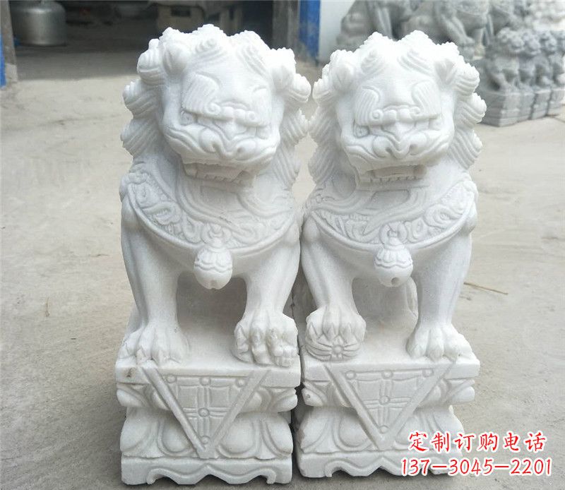 广西汉白玉酒店吉祥狮子门墩