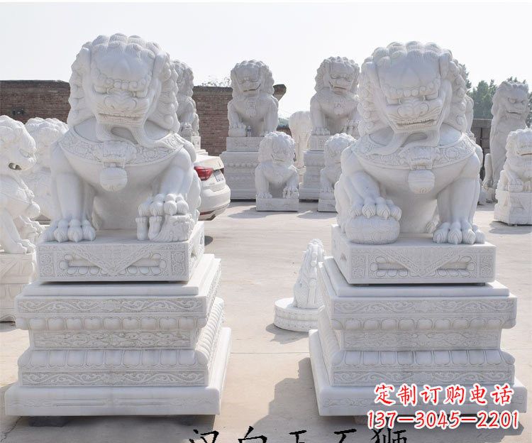 广西汉白玉看门狮子雕塑