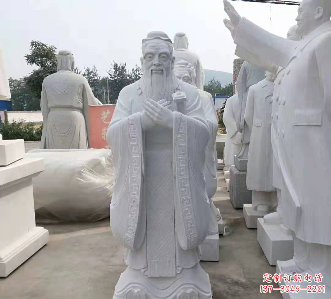 广西精美绝伦的汉白玉孔子雕塑