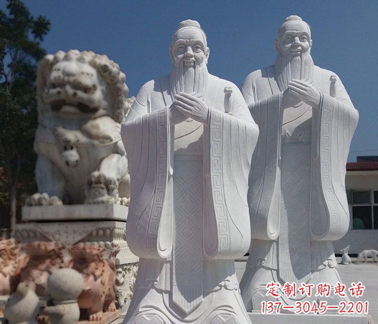 广西以瑰丽石雕塑令孔子长存——汉白玉孔子校园古代名人石雕