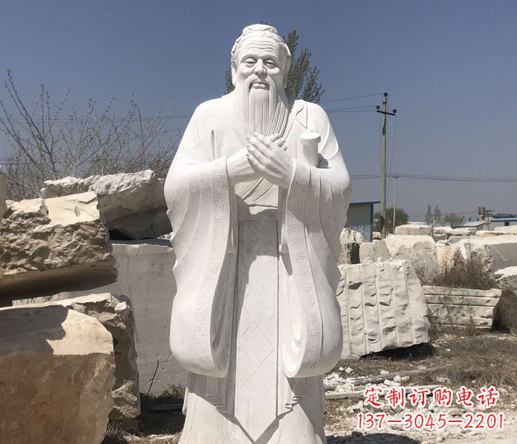广西汉白玉孔子行教像学校古代名人石雕