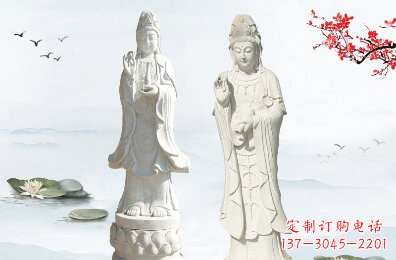 广西象征慈悲的观音石雕