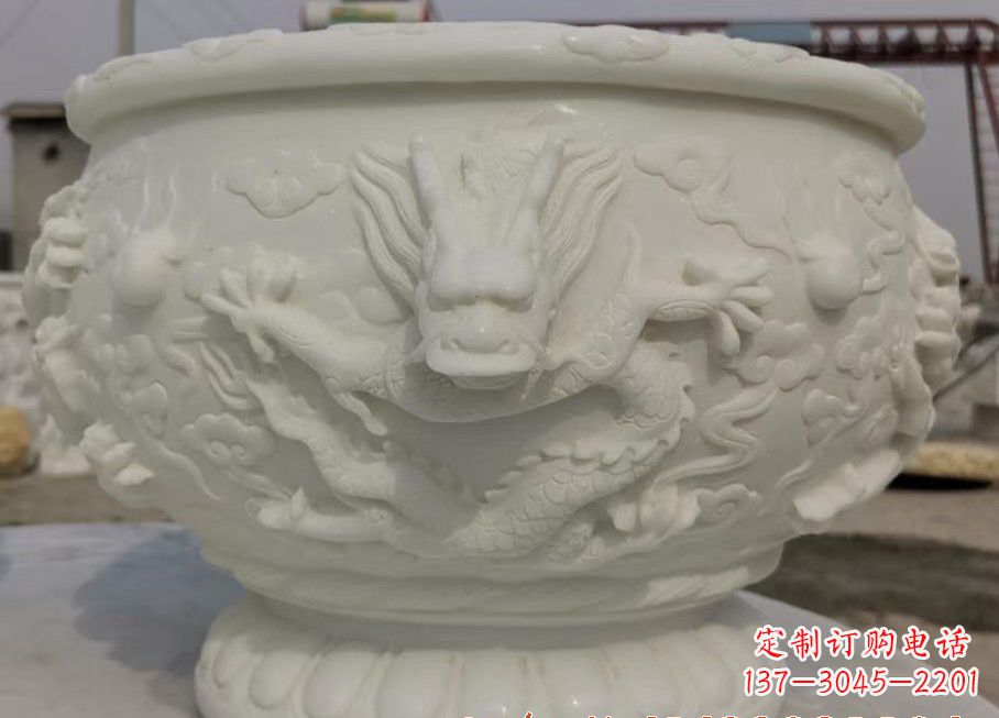 广西中领雕塑汉白玉龙鱼缸雕塑,是由专业雕塑定…