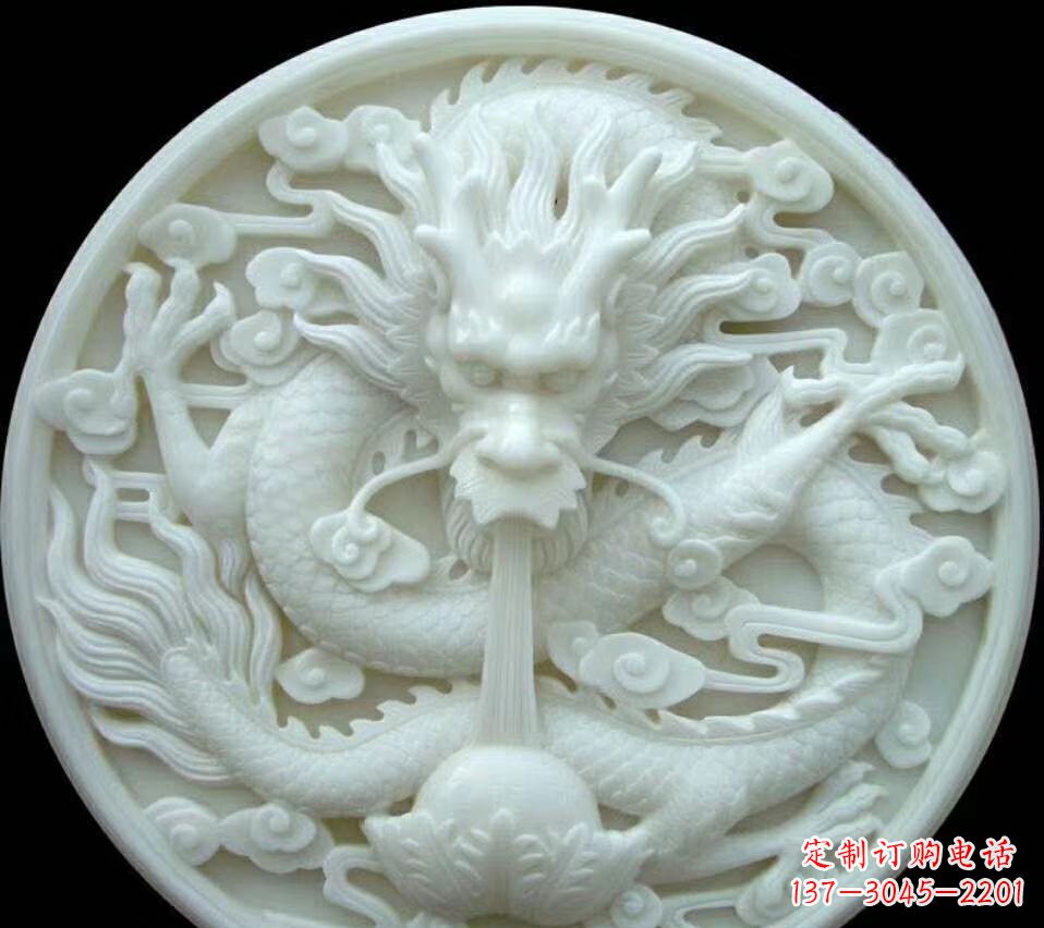 广西汉白玉雕刻龙头摆件,悠然吟诗引领风尚