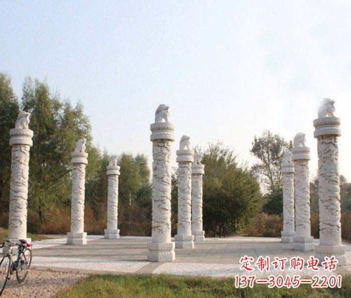 广西汉白玉龙柱广场文化柱石雕