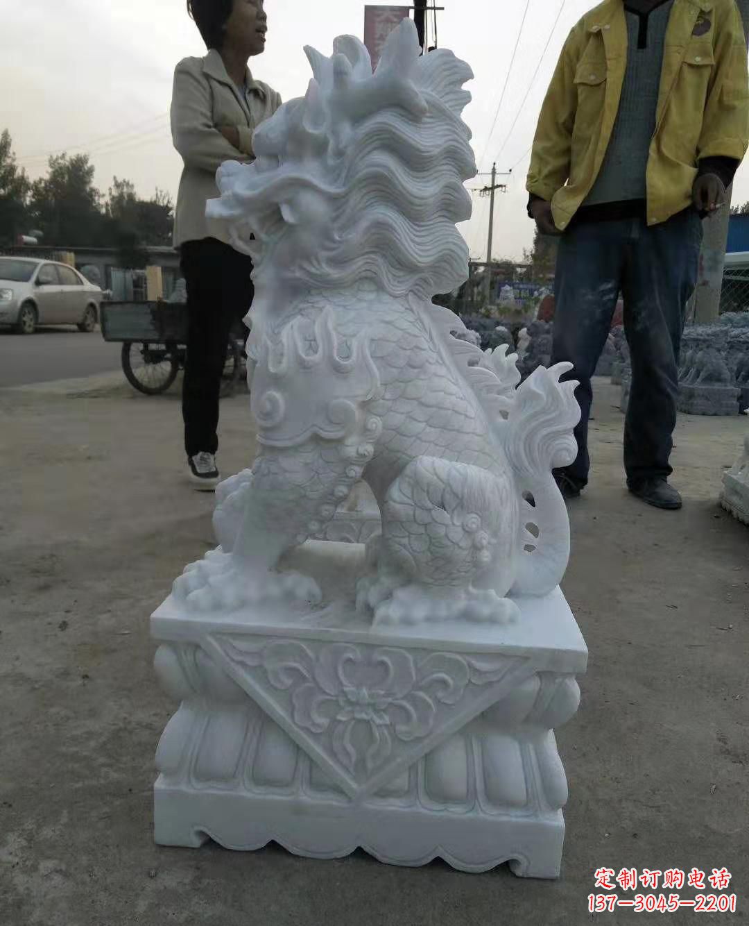 广西汉白玉门口古代神兽镇宅麒麟雕塑