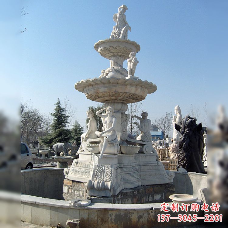 广西汉白玉欧式人物喷泉