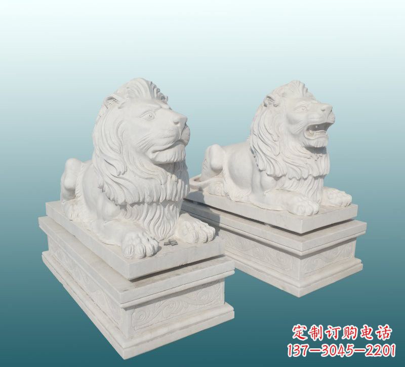 广西汉白玉欧式西洋狮子石雕