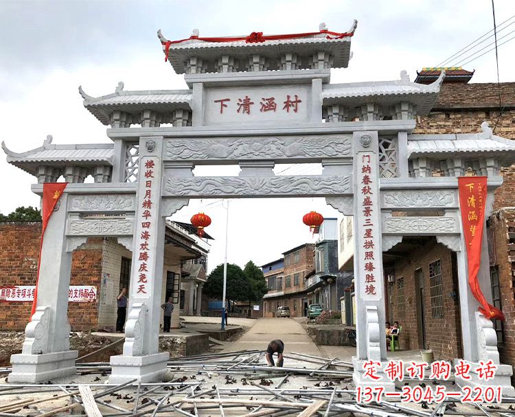 广西汉白玉牌坊石雕