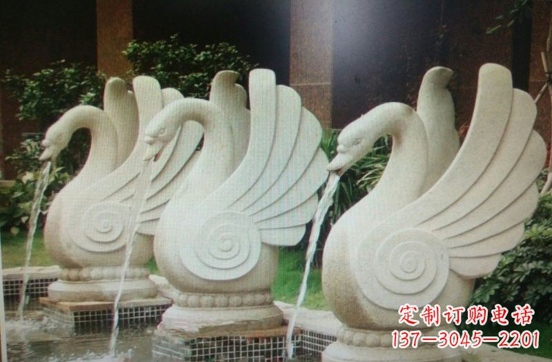 广西天鹅之美,汉白玉喷水天鹅石雕