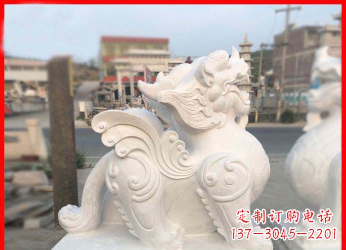 广西汉白玉貔貅门口招财石雕