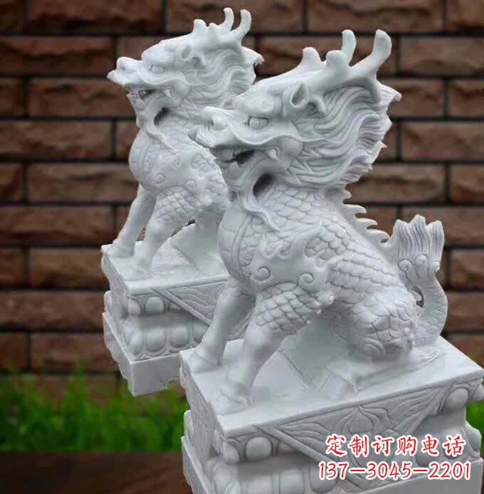 广西汉白玉麒麟雕塑1