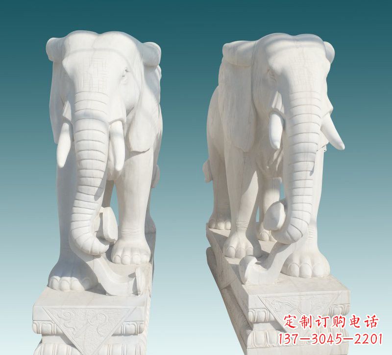 广西昂贵的汉白玉大象雕塑,招财又招福