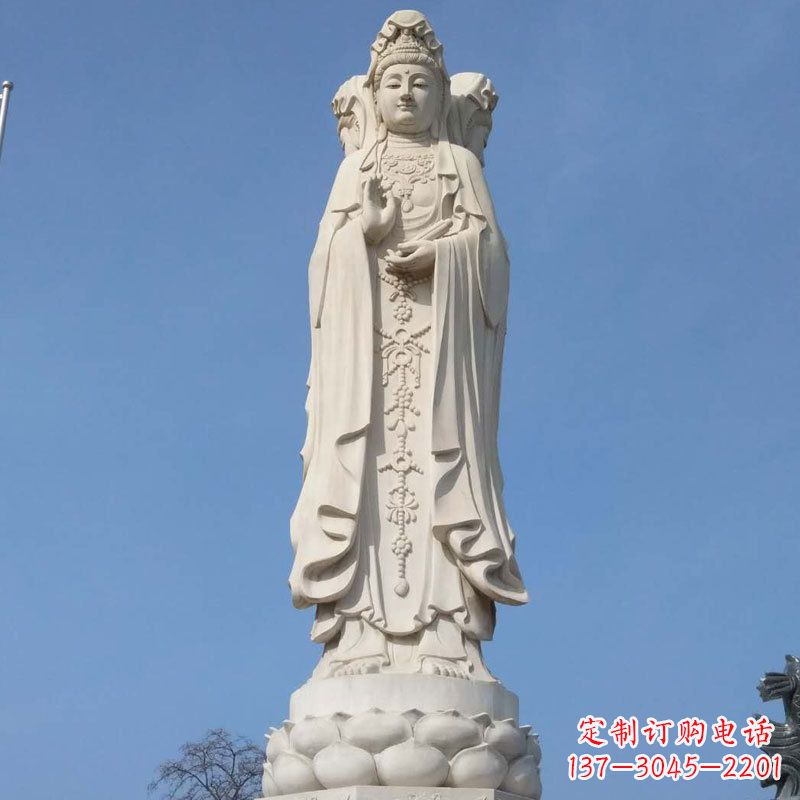 广西中领雕塑|汉白玉观音石雕佛像