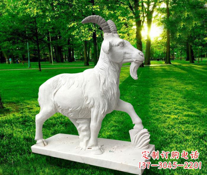 广西汉白玉山羊公园动物石雕 (4)