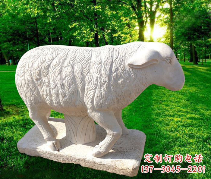 广西中领雕塑的汉白玉山羊石雕是一件雕刻精美的…