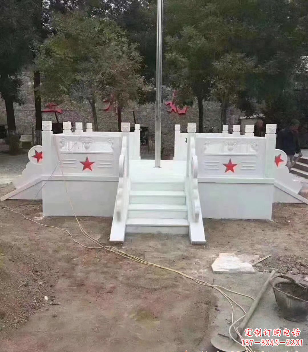 广西高贵典雅的汉白玉升旗台石雕