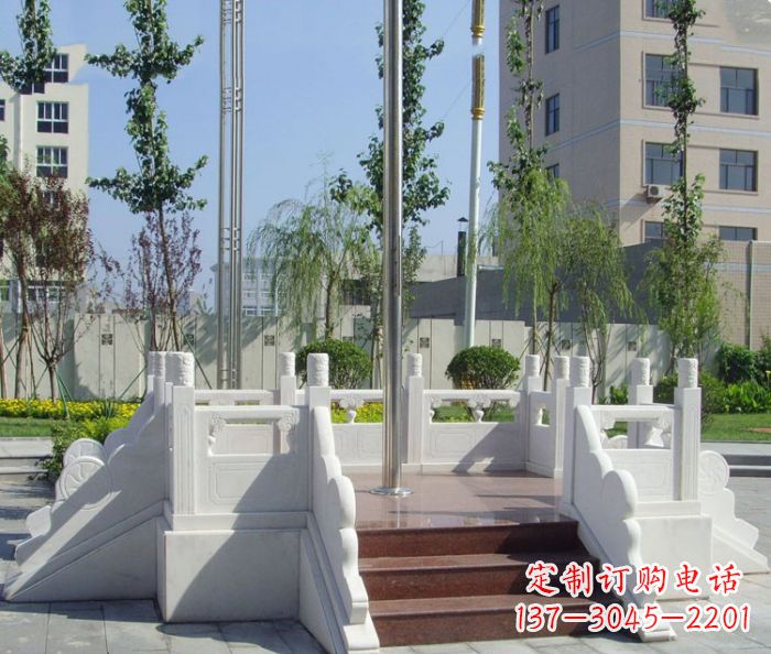 广西汉白玉升旗台校园石雕