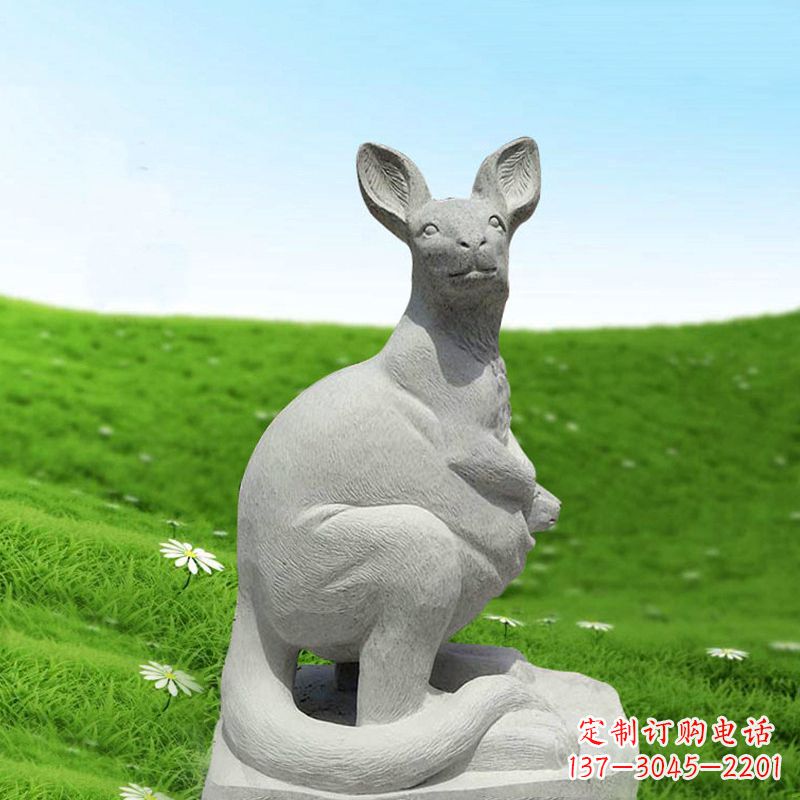 广西汉白玉石雕袋鼠