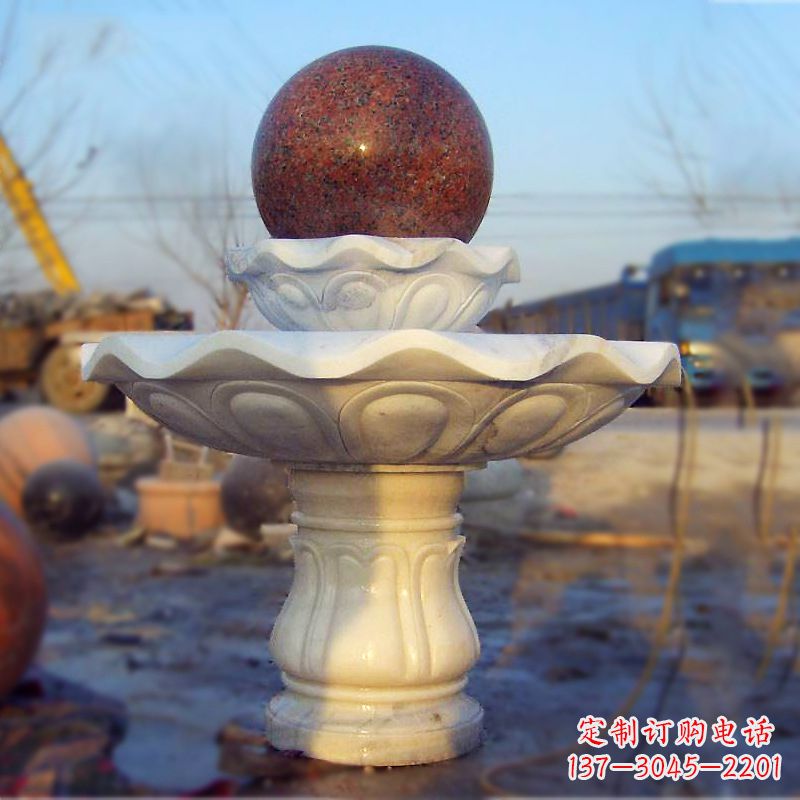 广西汉白玉石雕风水球