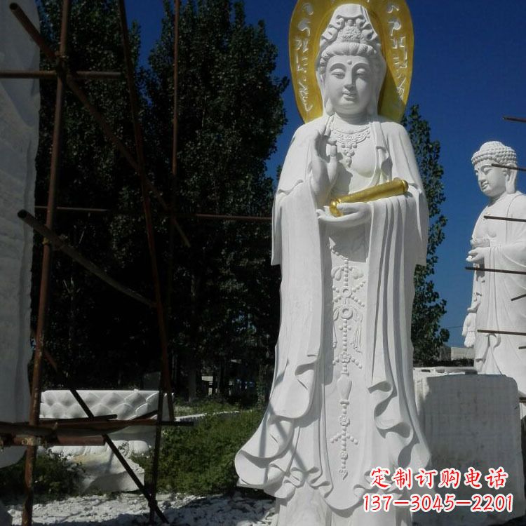 广西汉白玉石雕佛像石头观音