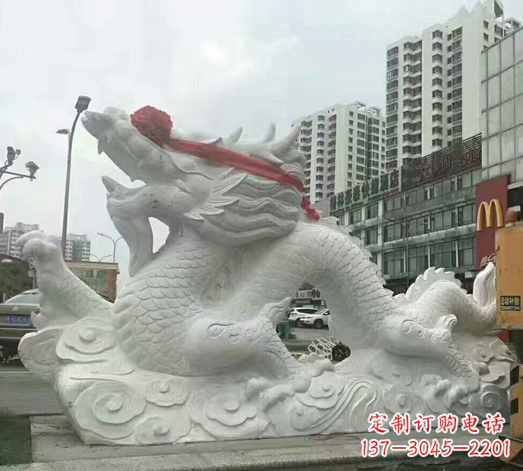广西汉白玉神龙雕塑,精致而又具有历史感