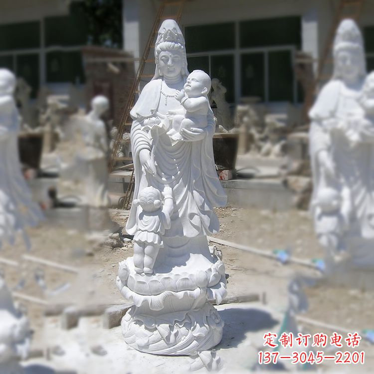 广西汉白玉送子观音雕塑