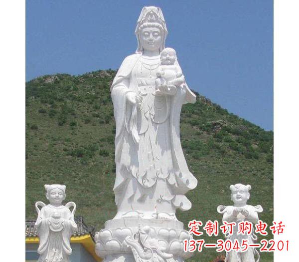 广西汉白玉观音善财童子龙女雕塑