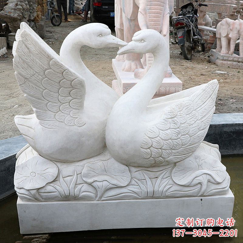 广西精美绝伦的汉白玉天鹅石雕塑