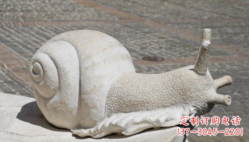 广西汉白玉蜗牛动物石雕