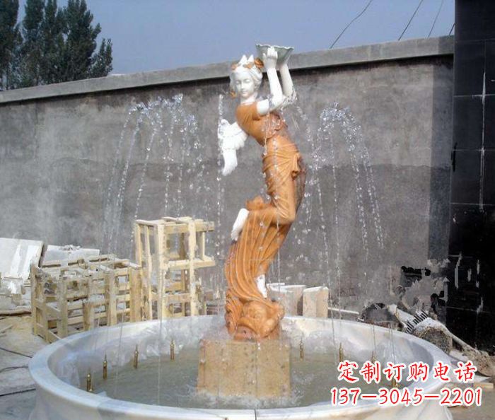 广西高端石膏西方人物公园喷泉雕塑
