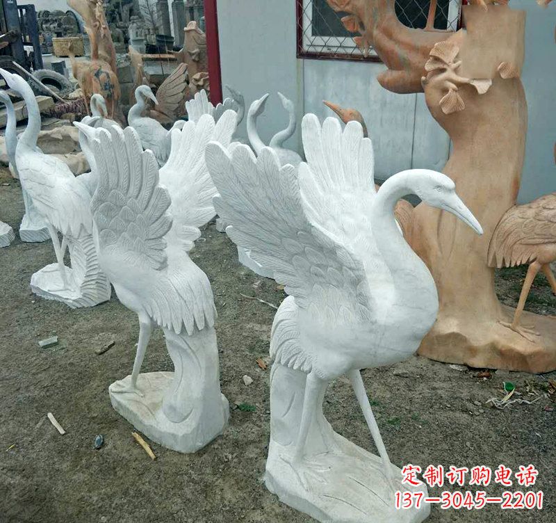 广西汉白玉仙鹤石雕
