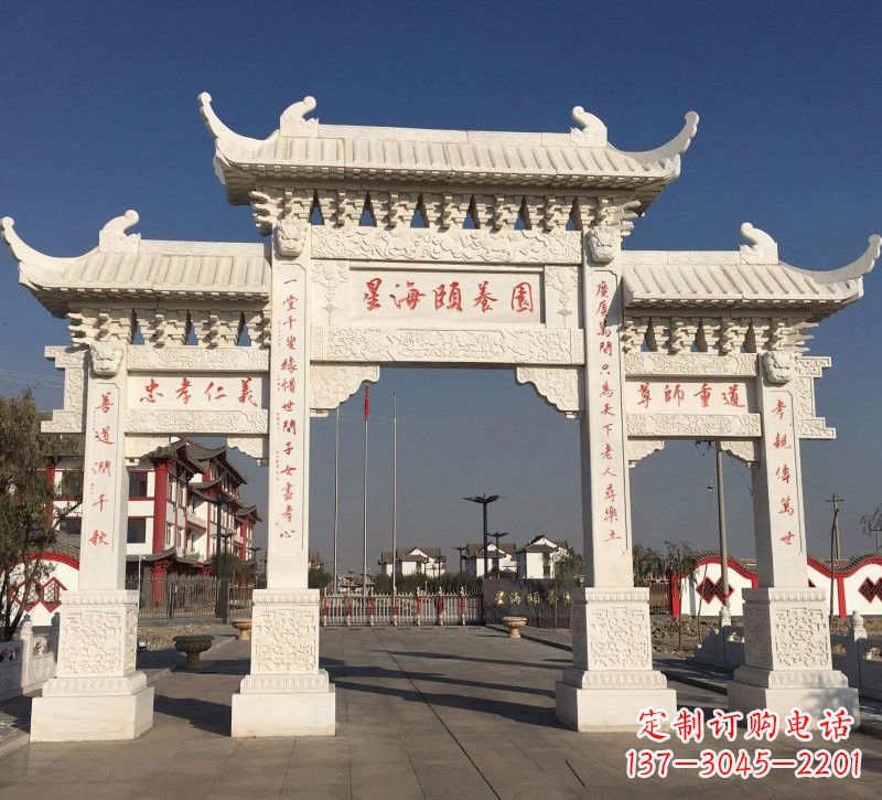 广西汉白玉小区牌坊雕塑:让家园更加美丽