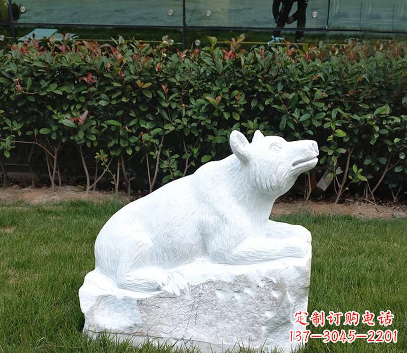 广西唯美可爱的汉白玉小区动物熊雕塑