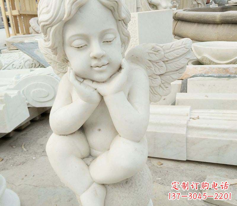 广西汉白玉小天使西方儿童石雕,让孩子们拥有属于自己的天使