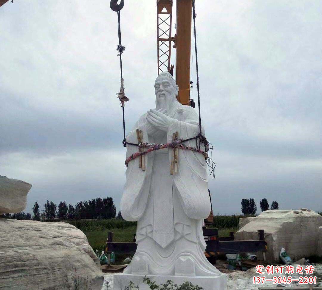 广西超越传统汉白玉校园孔子雕塑