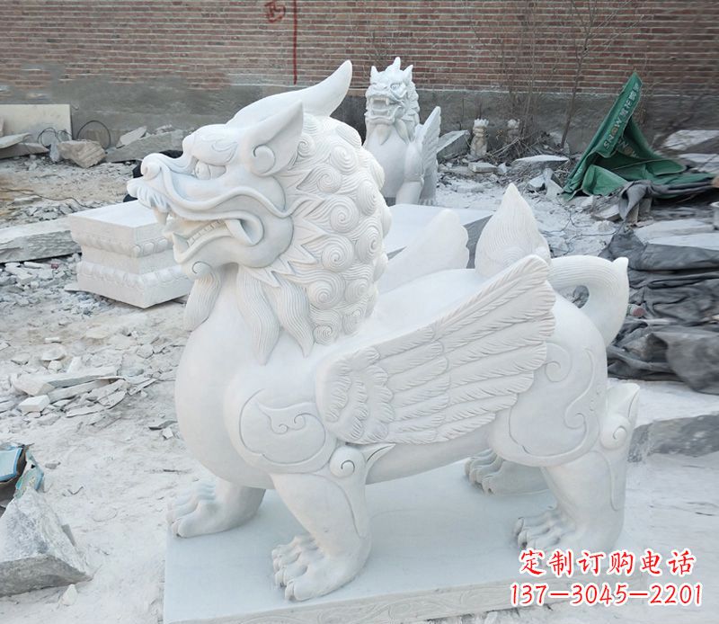 广西汉白玉獬豸独角兽石雕