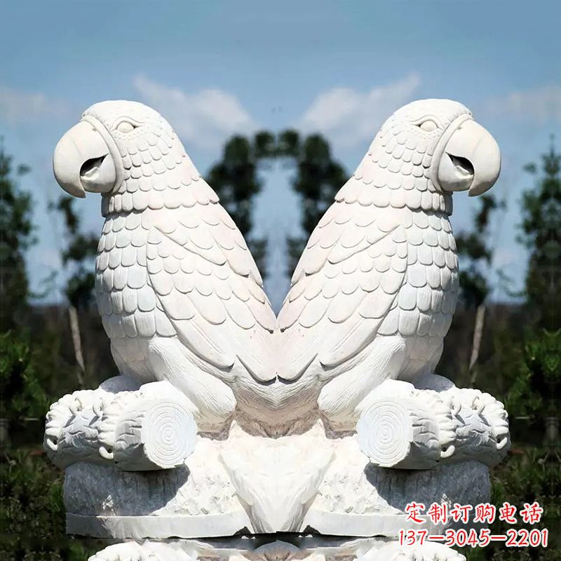 广西汉白玉鹦鹉石雕,令你赏心悦目
