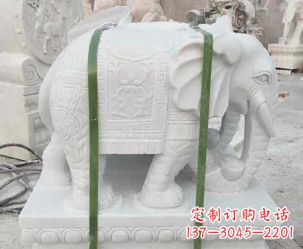 广西汉白玉招财大象石雕 (2)