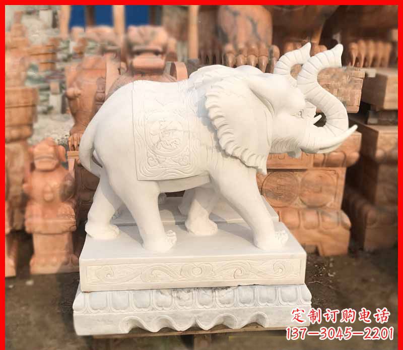 广西汉白玉招财大象石雕 (4)