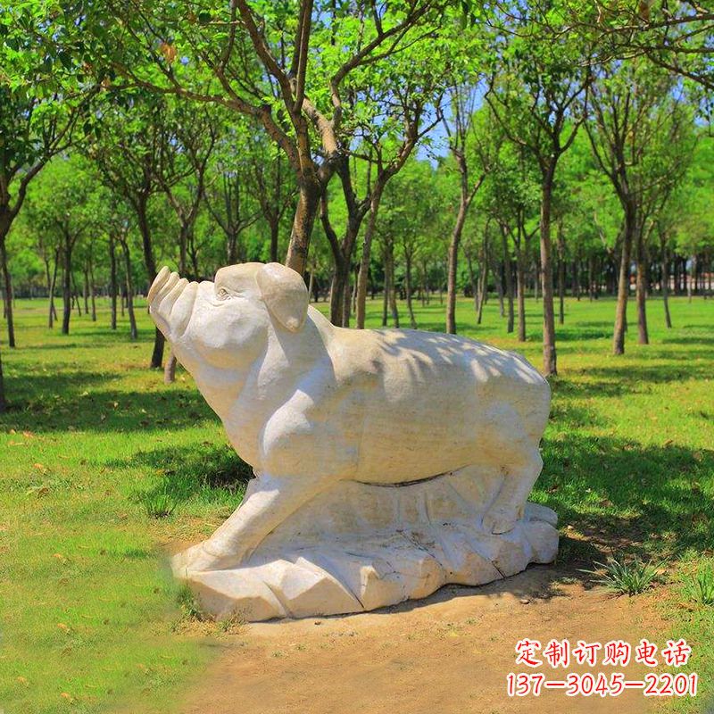 广西传统十二生肖精美手工猪石雕动物雕塑