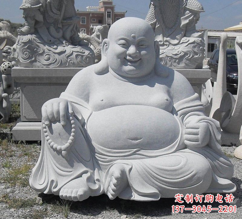 广西汉白玉坐式弥勒佛雕像