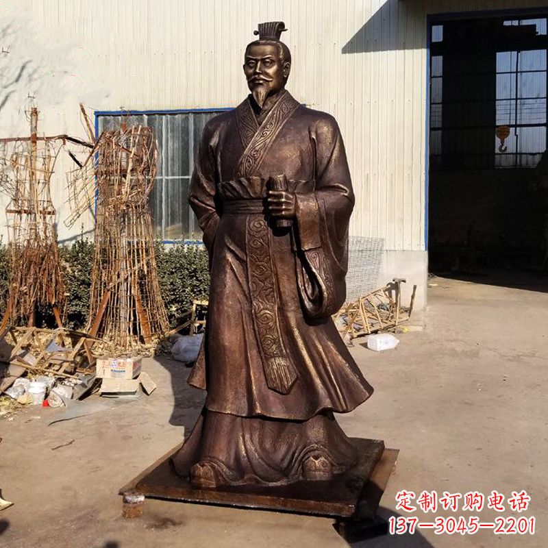 广西汉武帝刘彻铜雕塑像