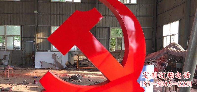 广西河南不锈钢党徽雕塑，精致而完美