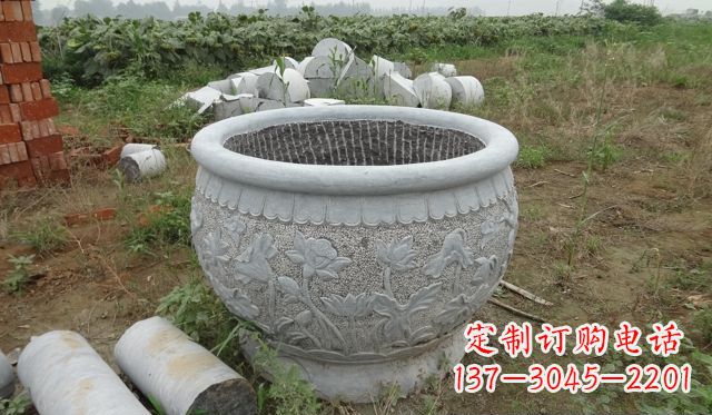 广西荷花花盆公园景观石雕,千般美妙一览无余