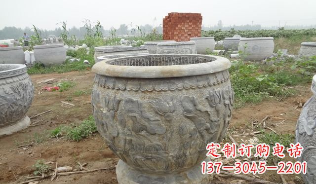 广西荷花花盆公园景观石浮雕