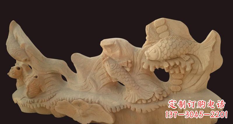 广西荷花鲤鱼石雕,精美绝伦