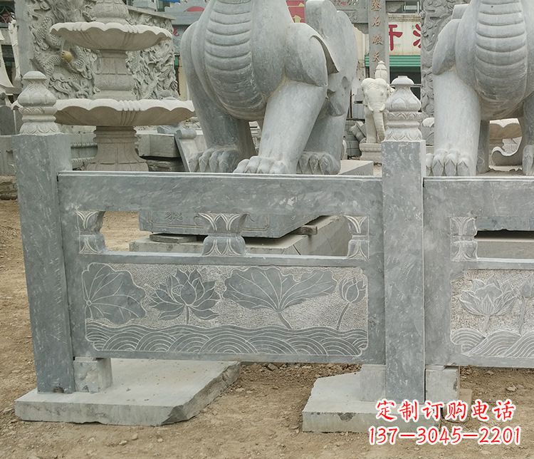 广西荷花石浮雕仿古栏板石雕