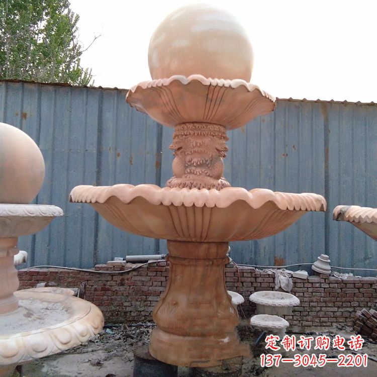 广西专业定制红色风水球雕塑定制