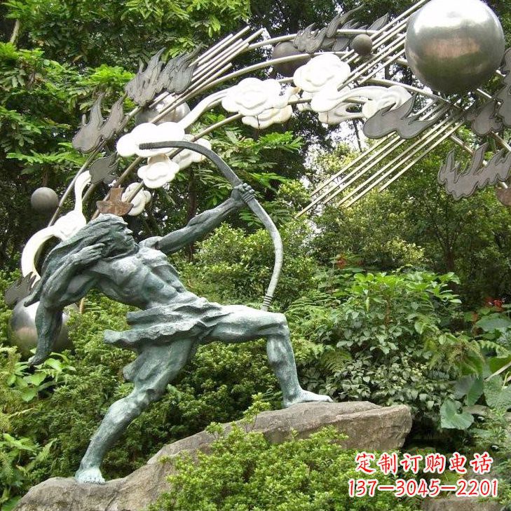 广西华夏传统精美后羿射日雕塑
